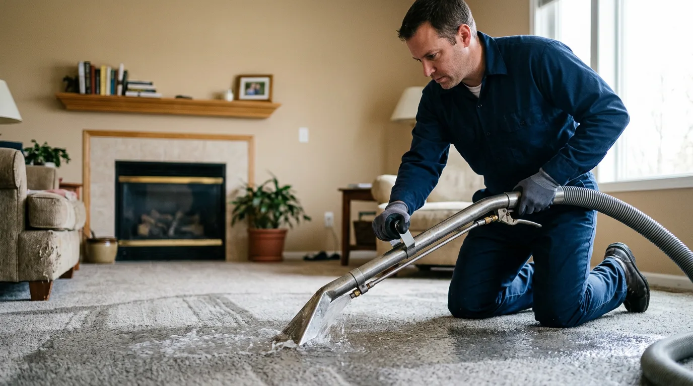 Water damage restoration technician working near Welsh, LA